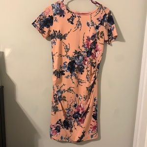 Pink and Blue Floral Maternity Dress